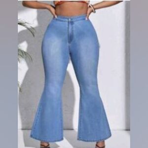 Plus Size women's high waist flared leg jeans